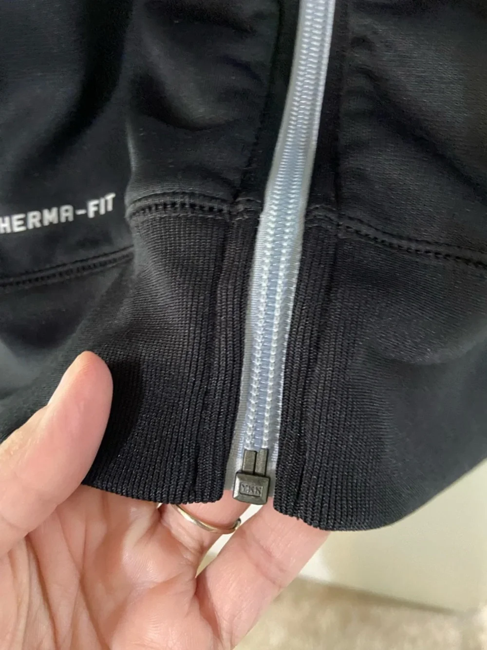 Nike Black Full-Zip Therma-Fit Hoodie Jacket with White Swoosh